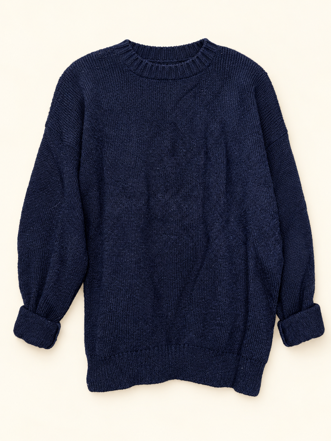 The Moors Navy Shetland Wool Crewneck Sweater