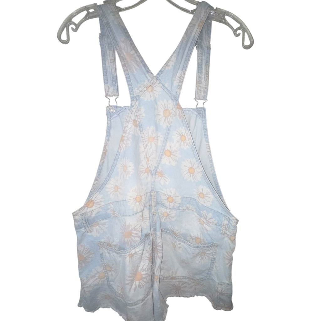 No Boundaries Daisy Floral Print Denim Short Overalls