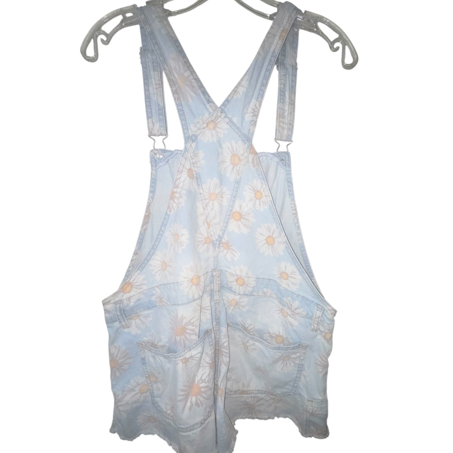 No Boundaries Daisy Floral Print Denim Short Overalls