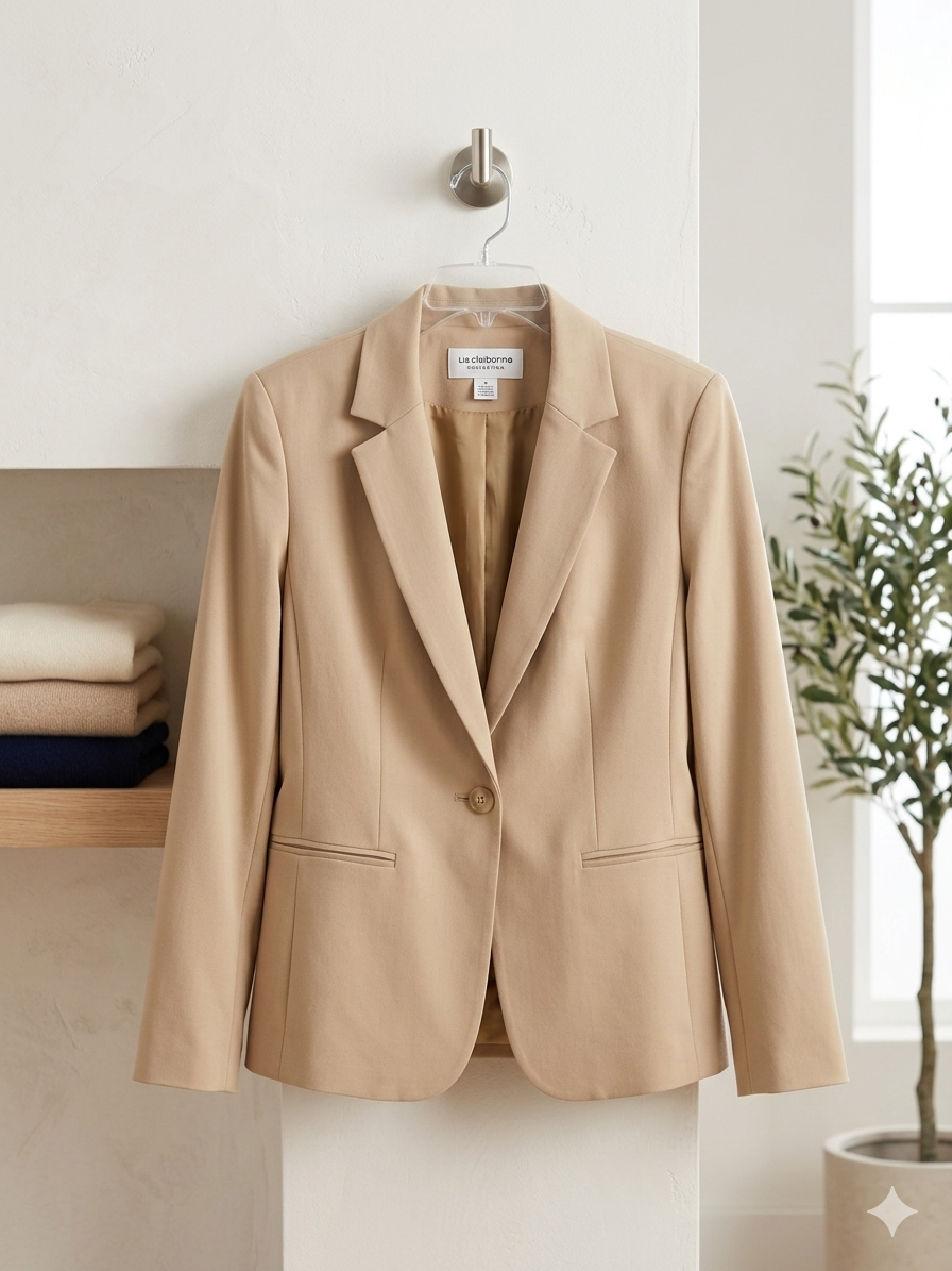 Vintage Liz Claiborne Collection Beige Blazer Jacket