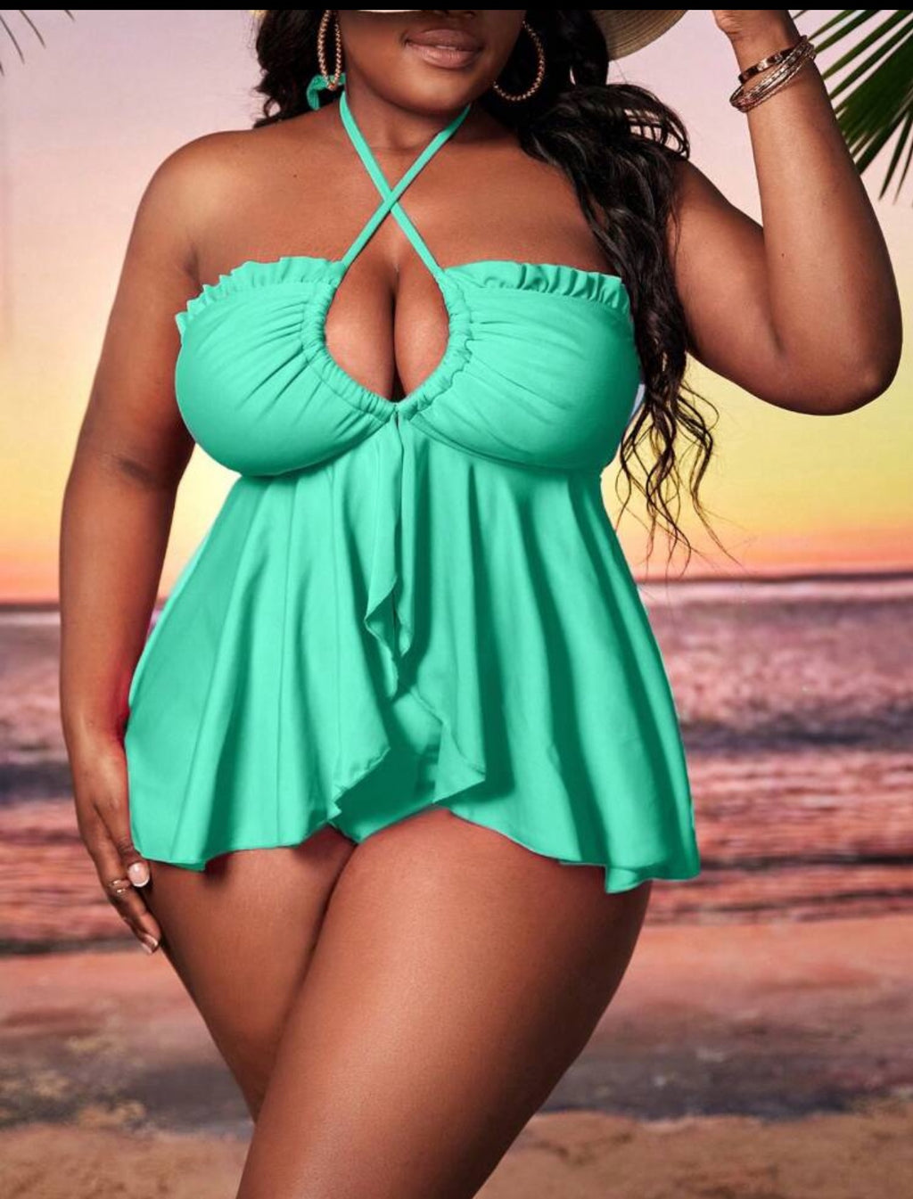 Emerald Green Halter Tankini