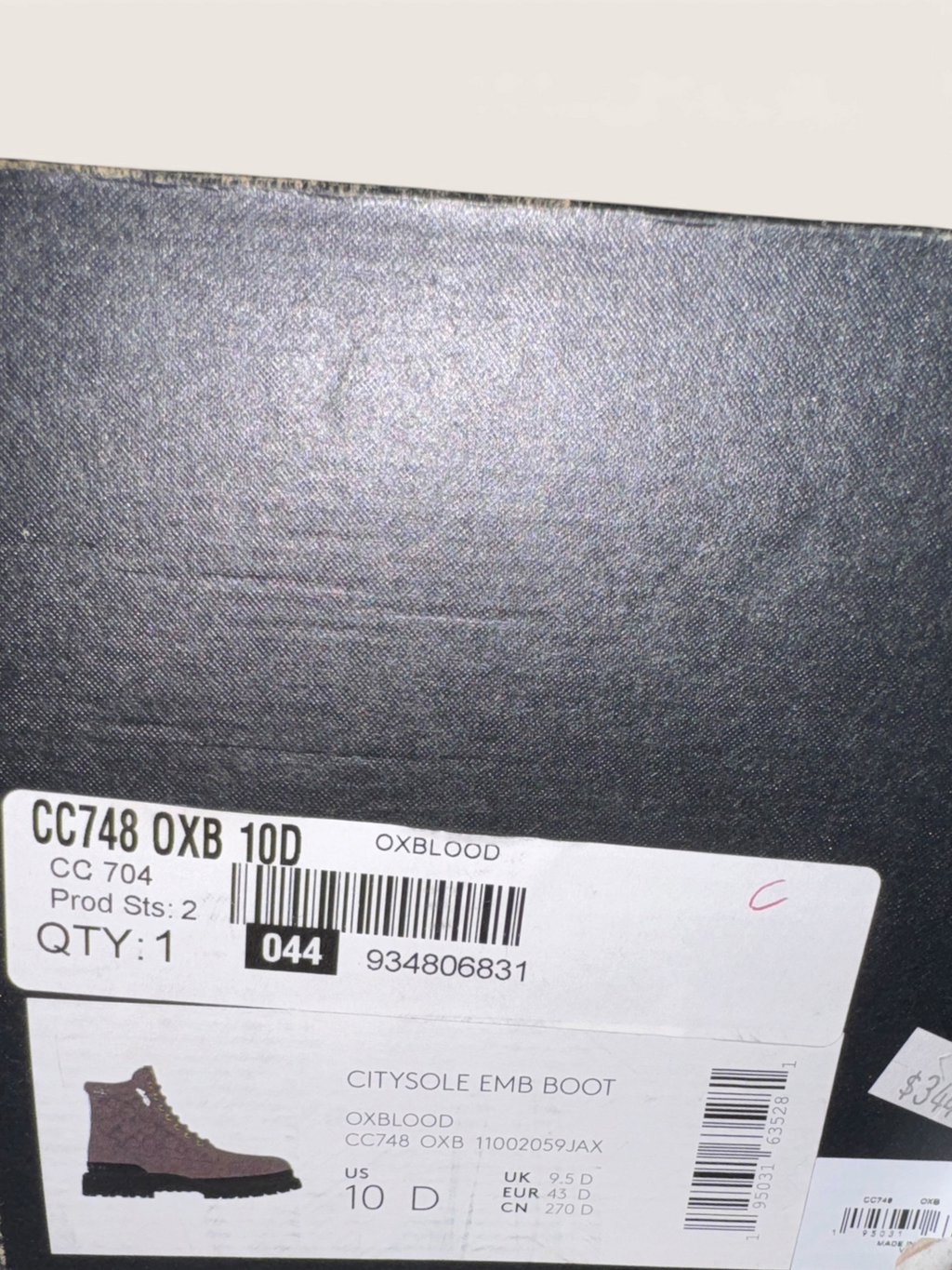 Coach CitySole Embossed Oxblood Leather Combat Boots