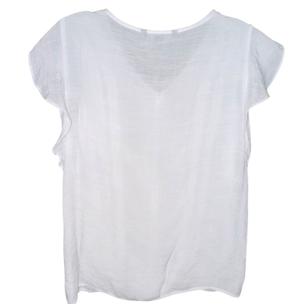 Zac & Rachel White Flutter Sleeve Top