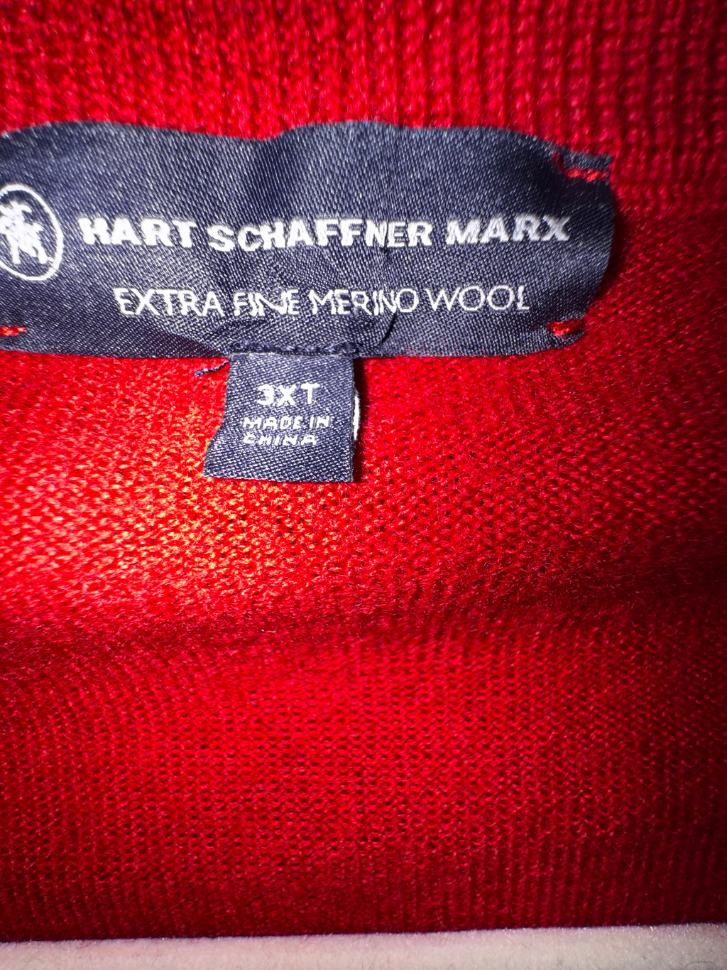 Hart Schaffner Marx Red Merino Wool V-Neck Sweater