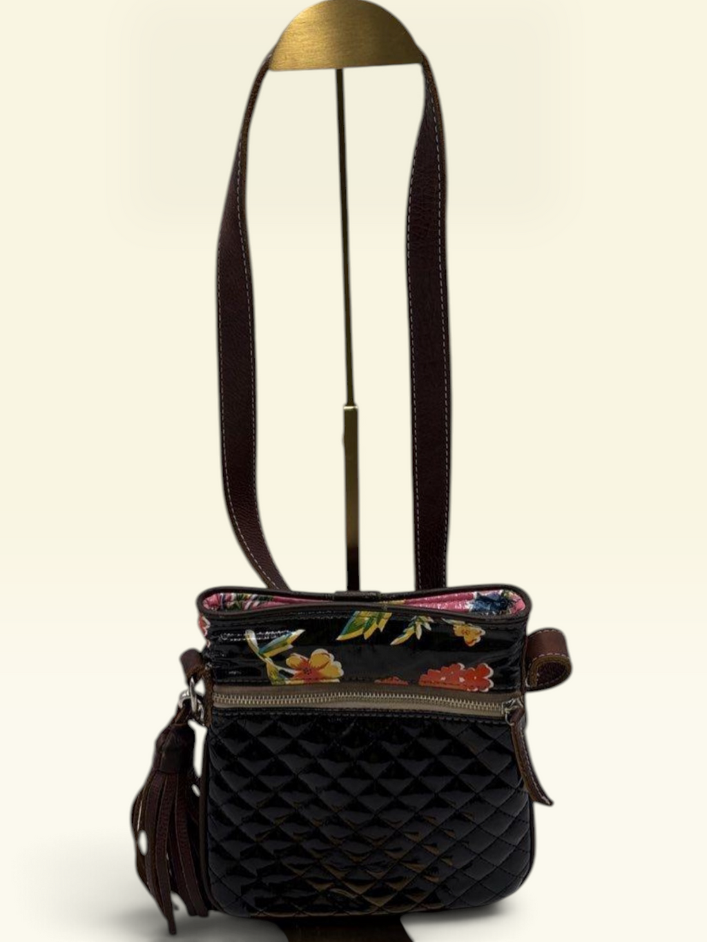 Consuela Quilted Patent Leather Crossbody Bag