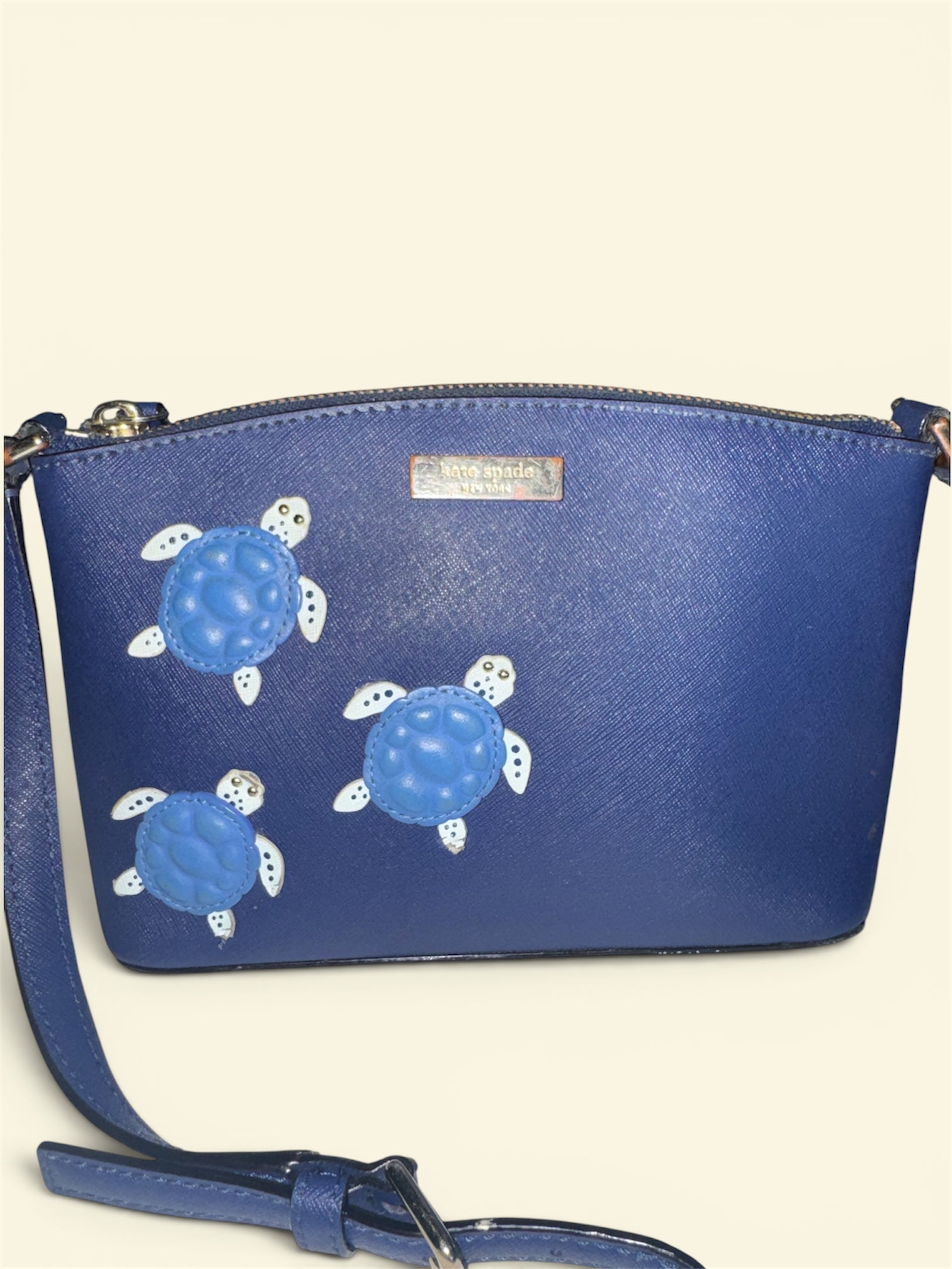 Kate Spade "Under The Sea" Millie Sea Turtle Crossbody Bag Navy Blue - Rare