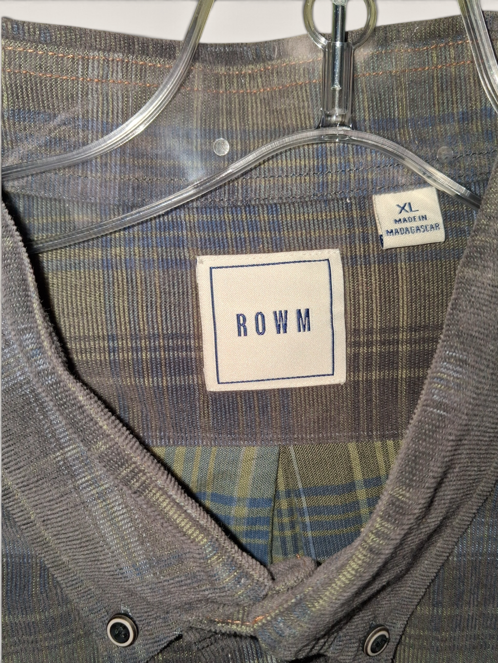 ROWM Men's Corduroy Plaid Button-Down Shirt (NWT)