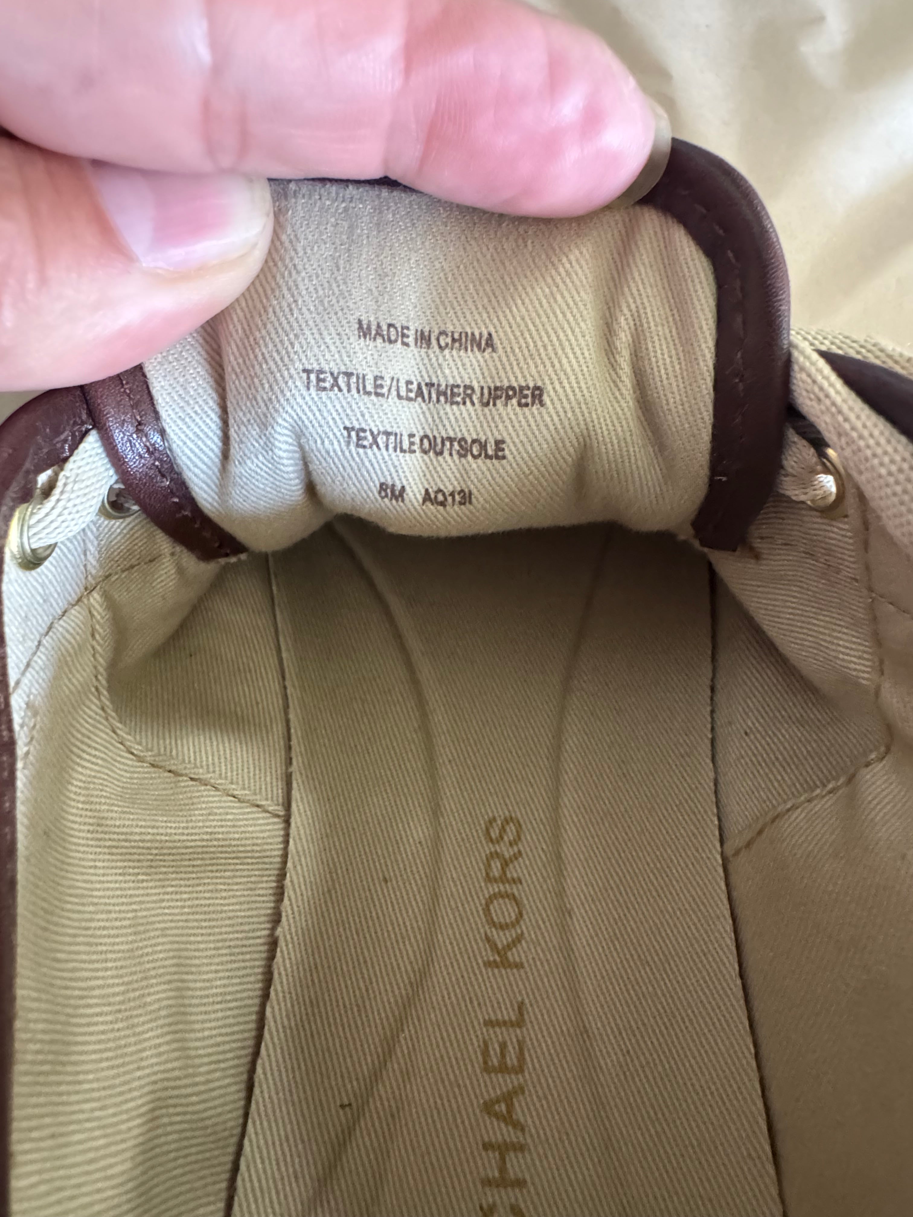 Michael Kors "Keaton" Signature Brown Monogram Logo Sneakers