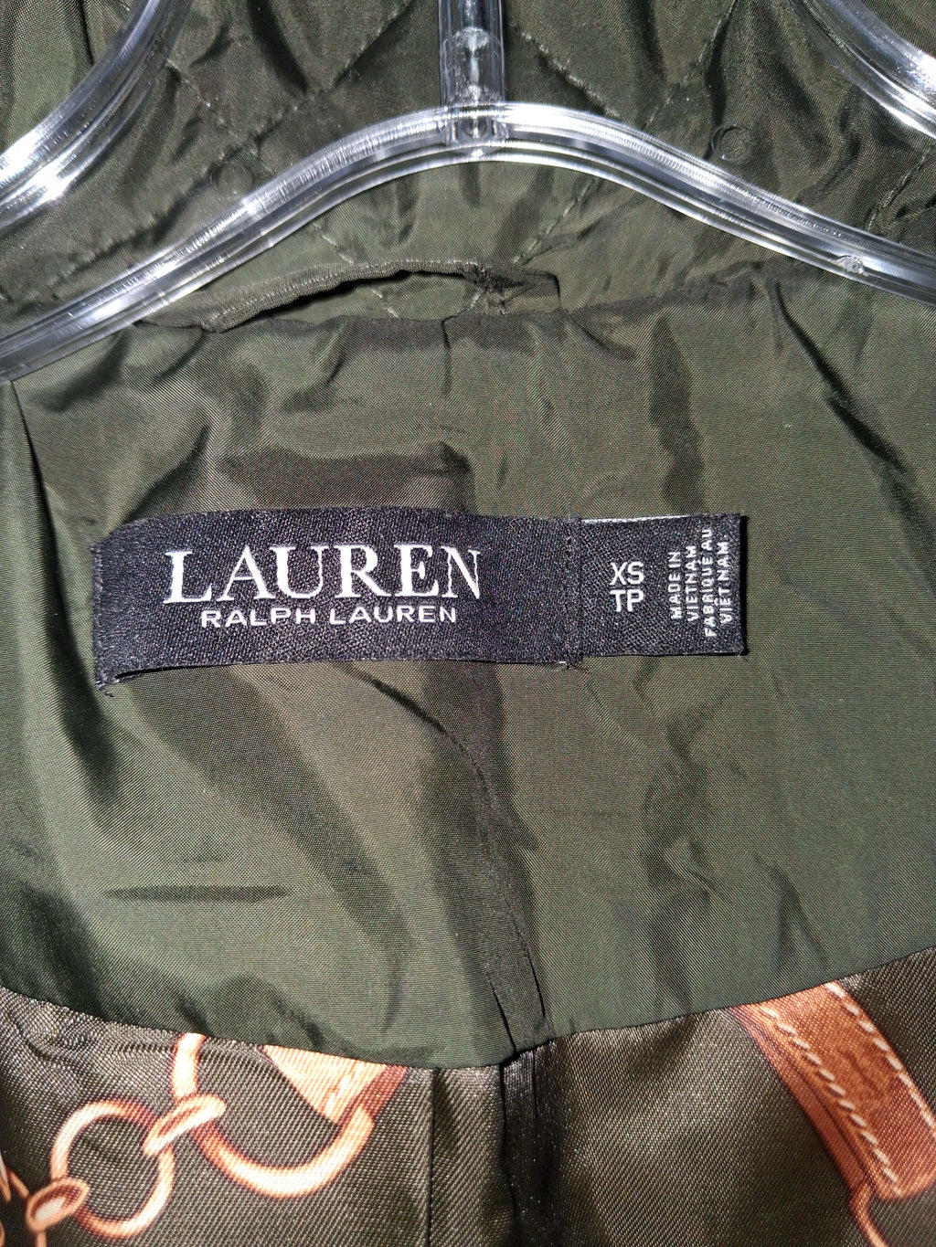 Lauren Ralph Lauren Olive Green Quilted Long Coat