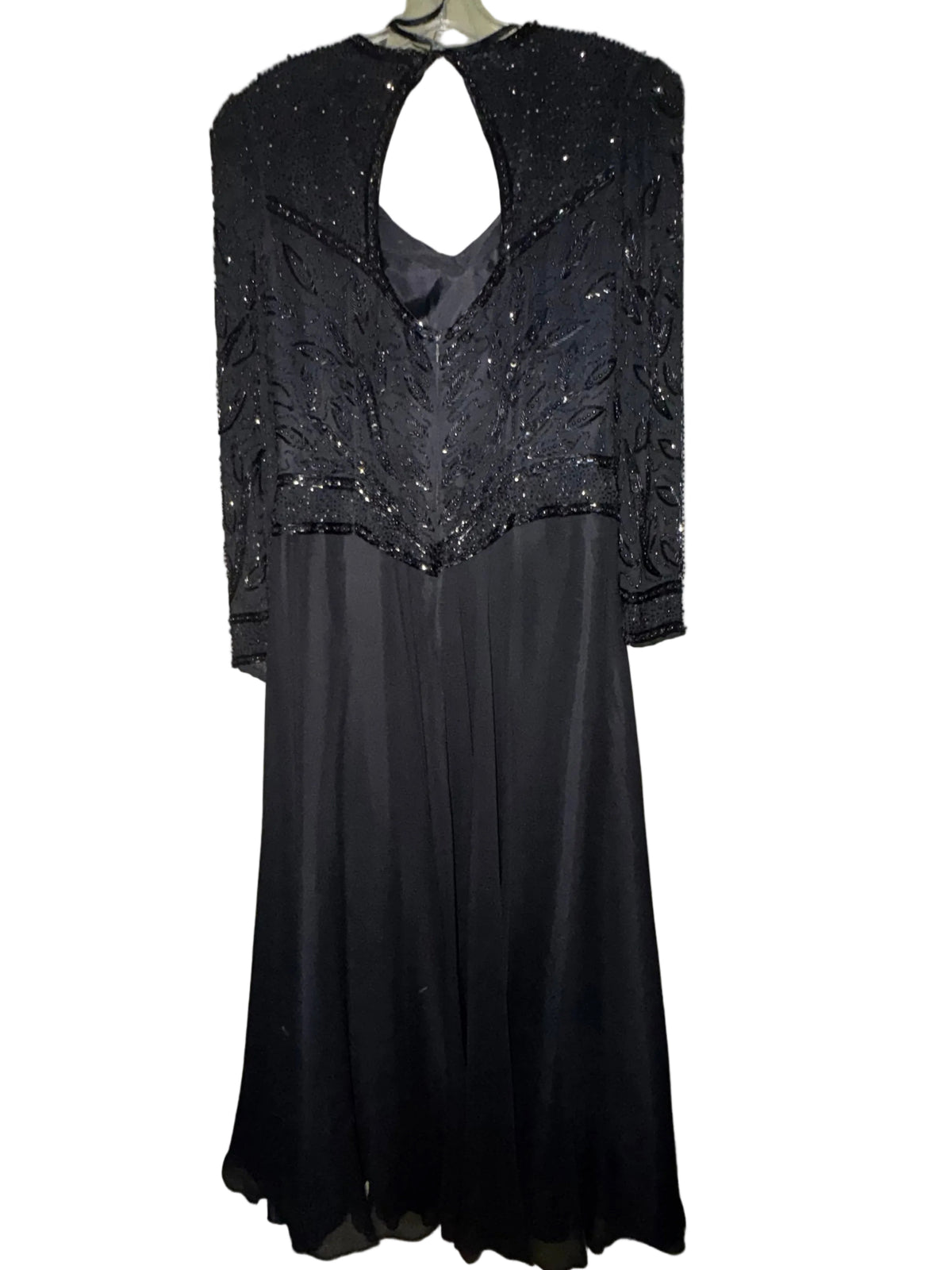 Jovani Black Beaded Silk Evening Gown
