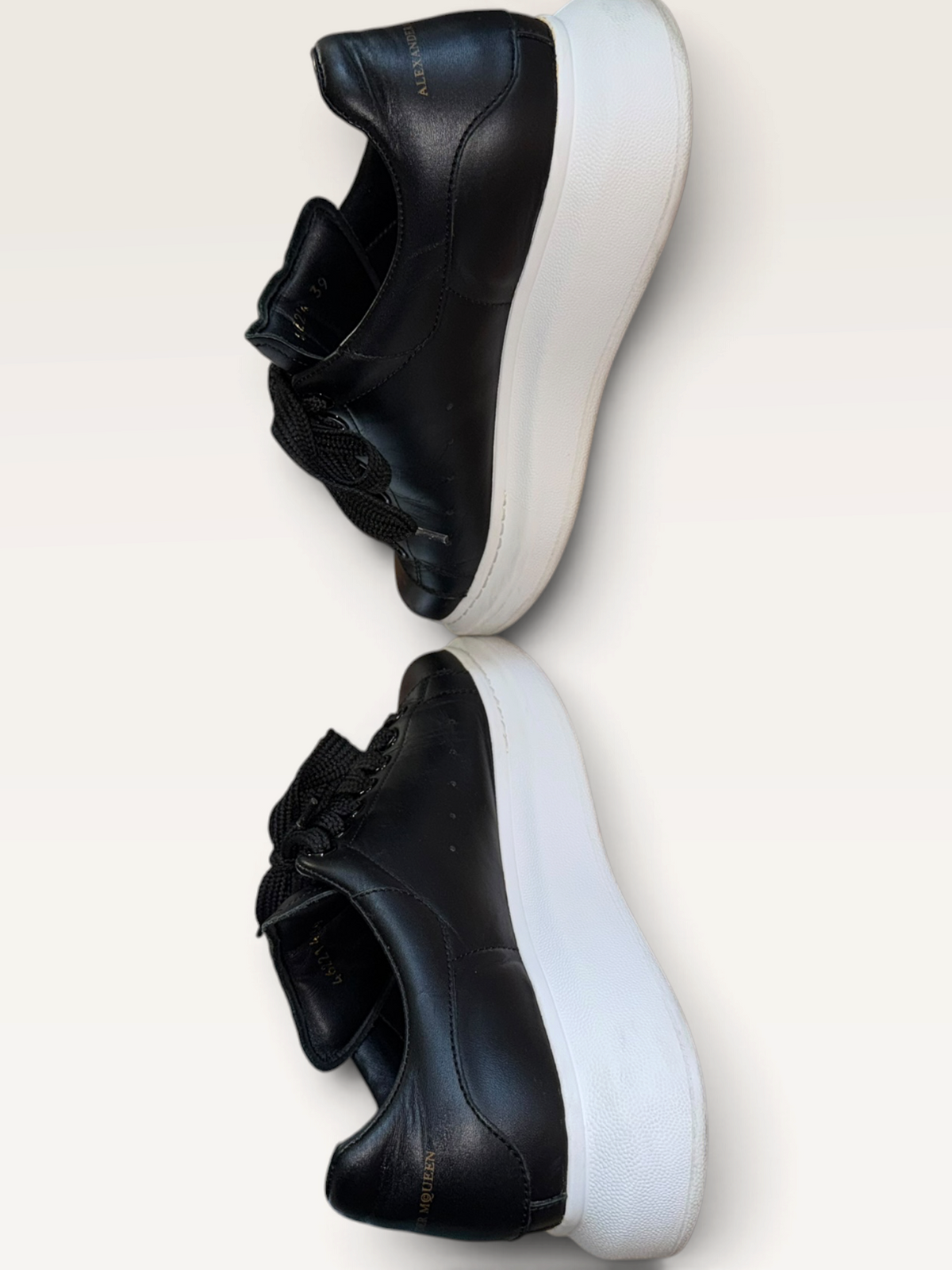 Alexander McQueen Oversized Black Leather Platform Sneakers
