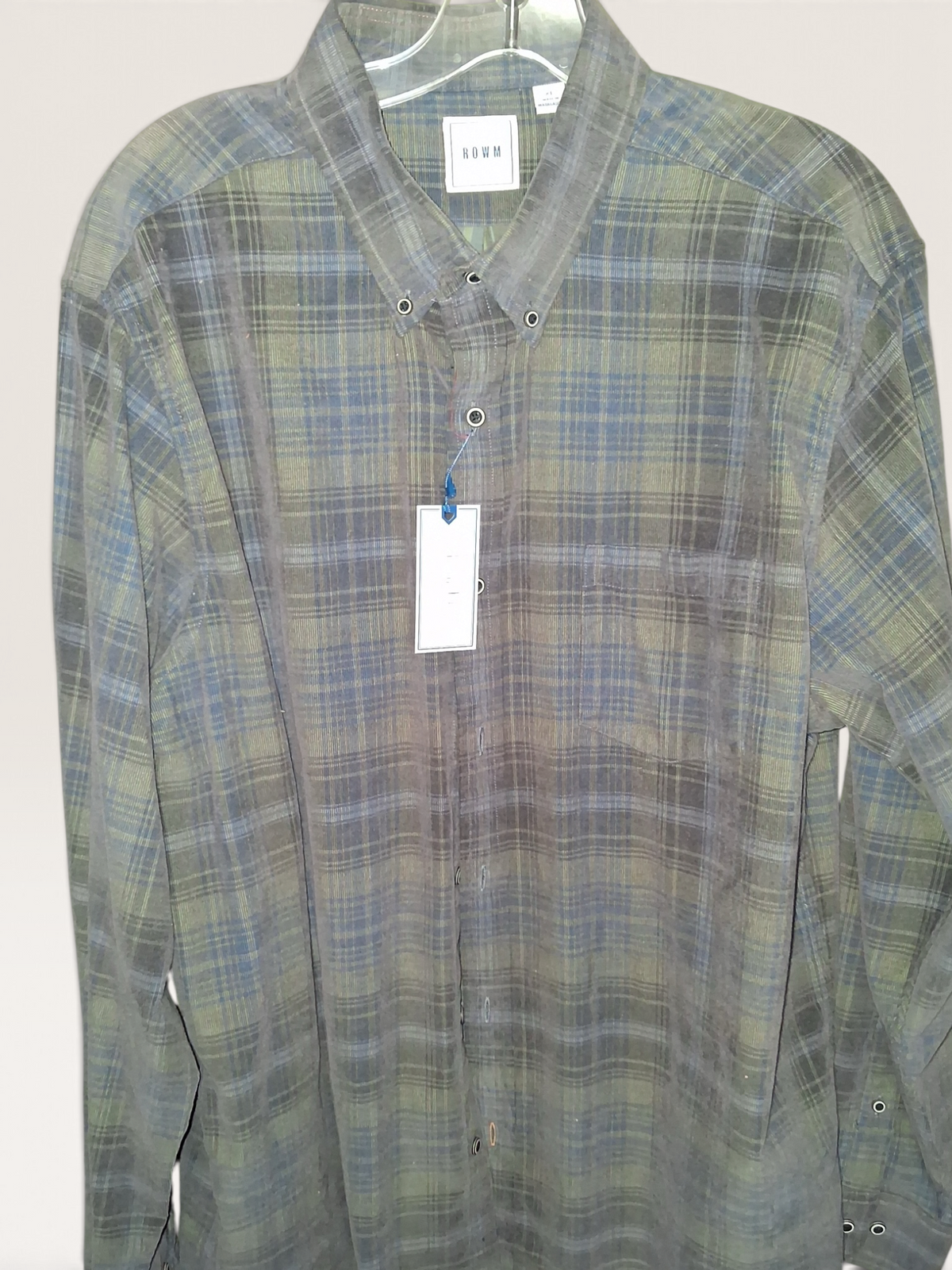 ROWM Men's Corduroy Plaid Button-Down Shirt (NWT)