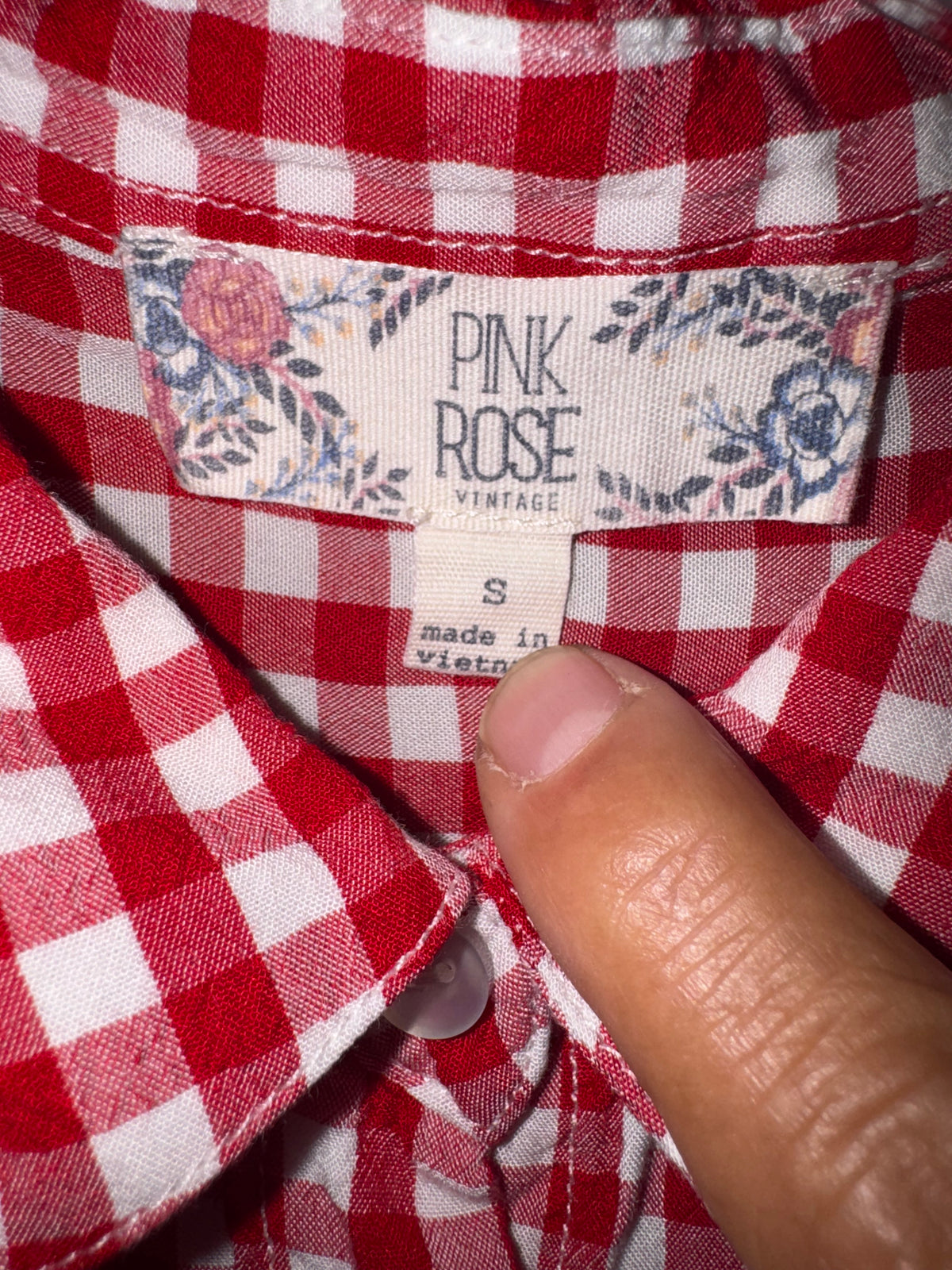 Pink Rose Red Gingham Button-Up Shirt
