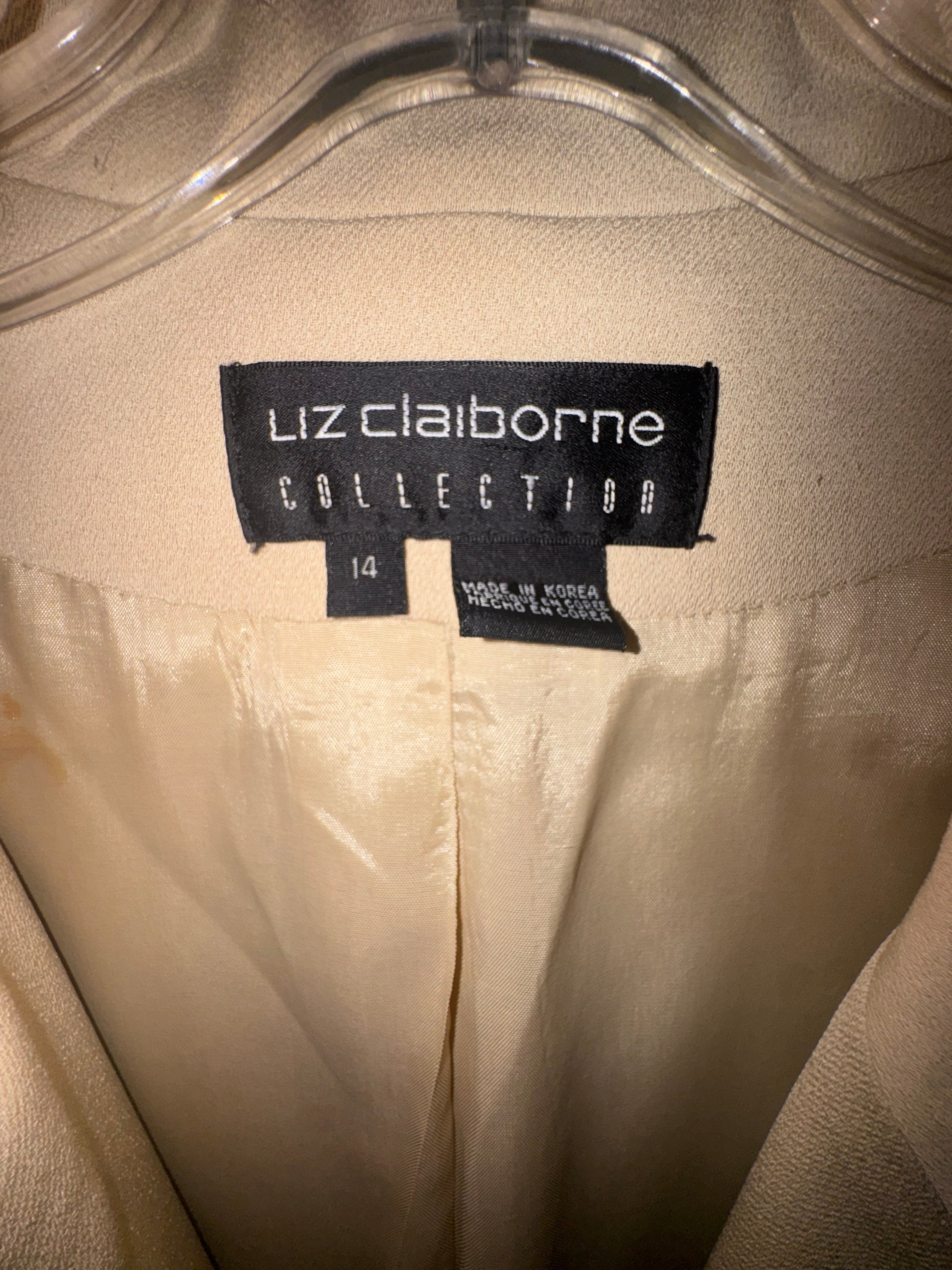 Vintage Liz Claiborne Collection Beige Blazer Jacket