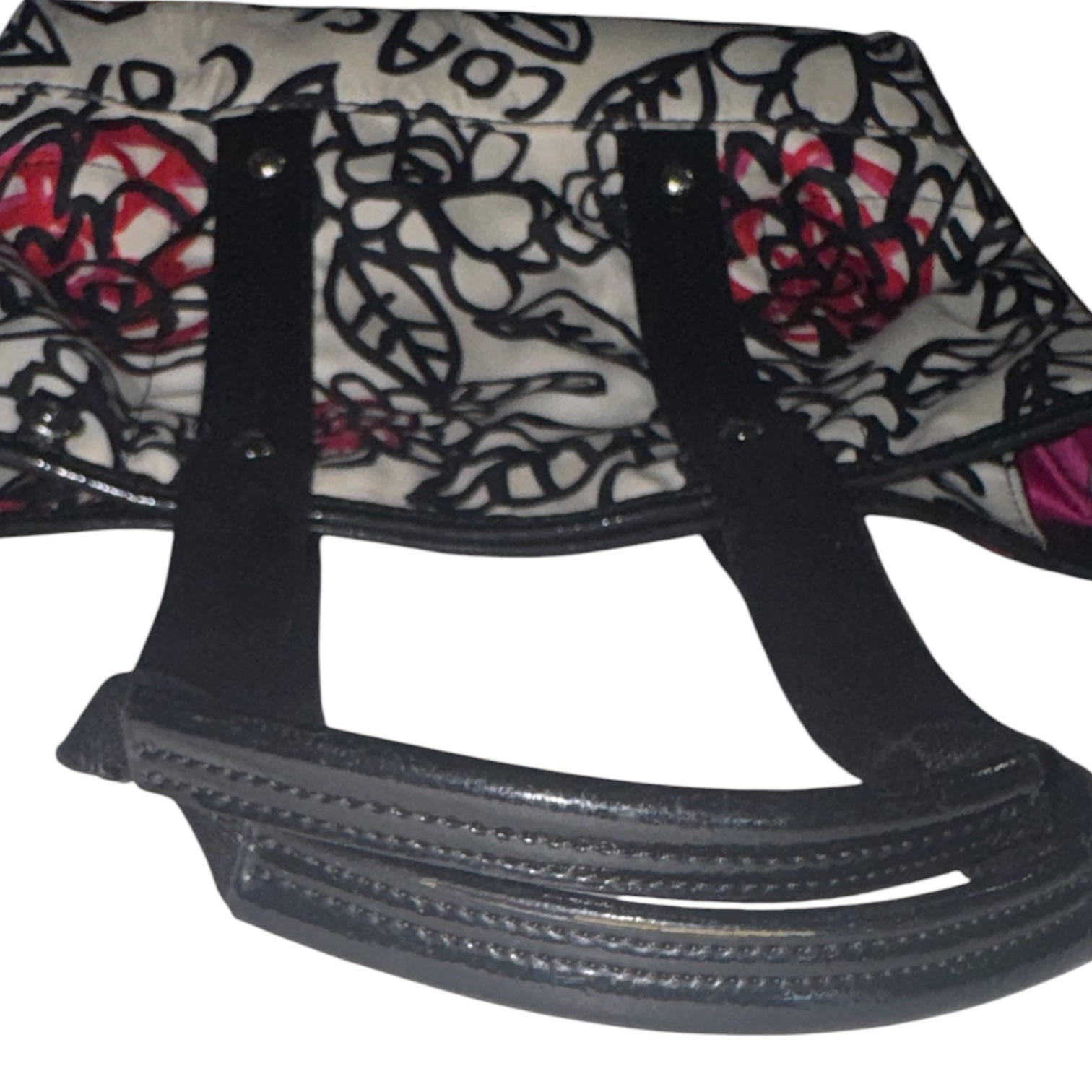 Coach Poppy Floral Graffiti Tote Bag | Canvas & Patent Trim | Pink Satin Lining Circa JULY 2011
