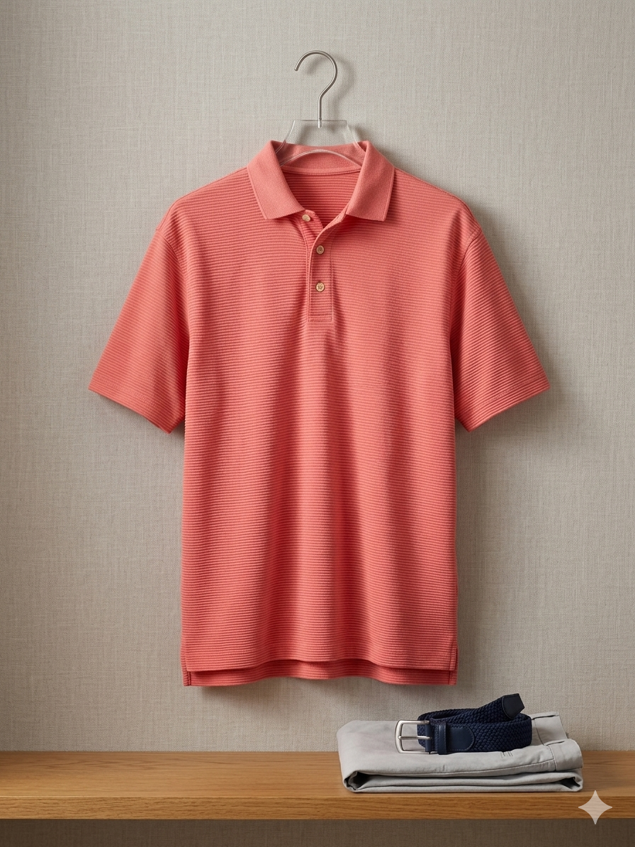 Jamaica Jaxx Men's Ribbed Textured Polo Shirt