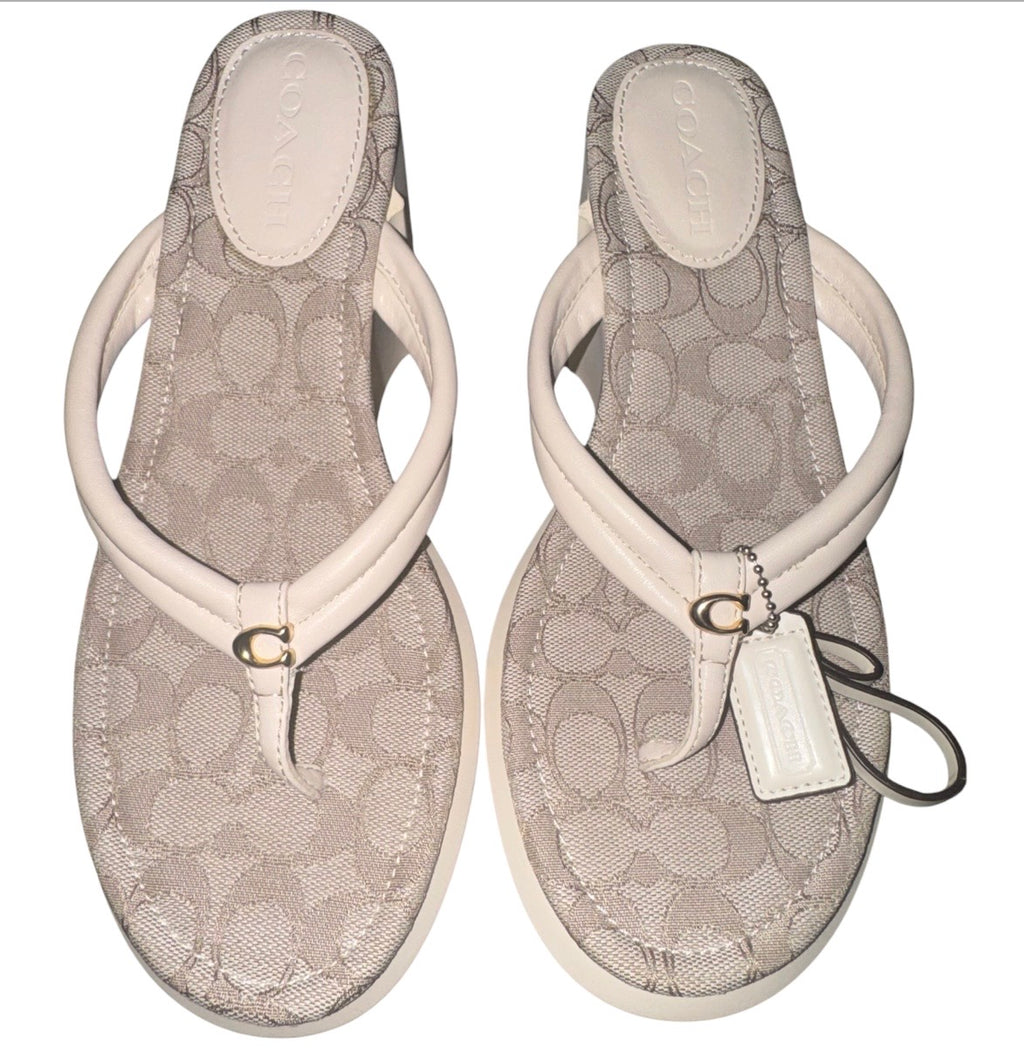 Coach Signature Jacquard Kitten-Heel Thong Sandals
