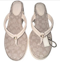 Coach Signature Jacquard Kitten-Heel Thong Sandals