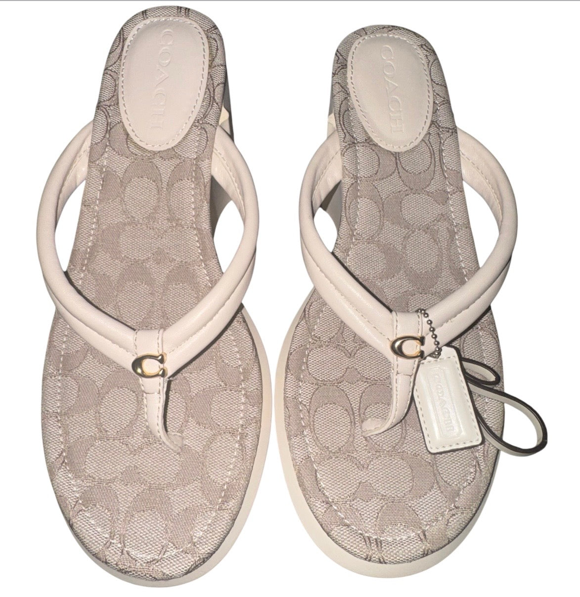 Coach Signature Jacquard Kitten-Heel Thong Sandals