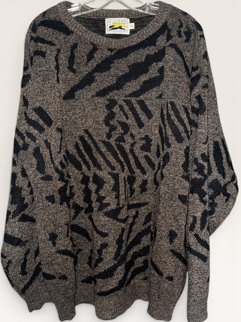 Le Tigre Taupe & Black Abstract Knit Sweater