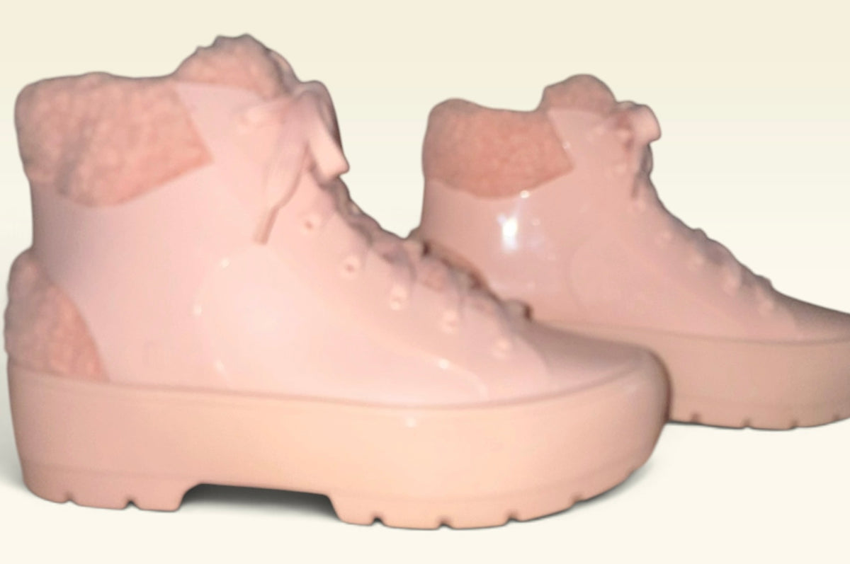 Melissa Fluffy Blush Pink Platform Sneaker Boots