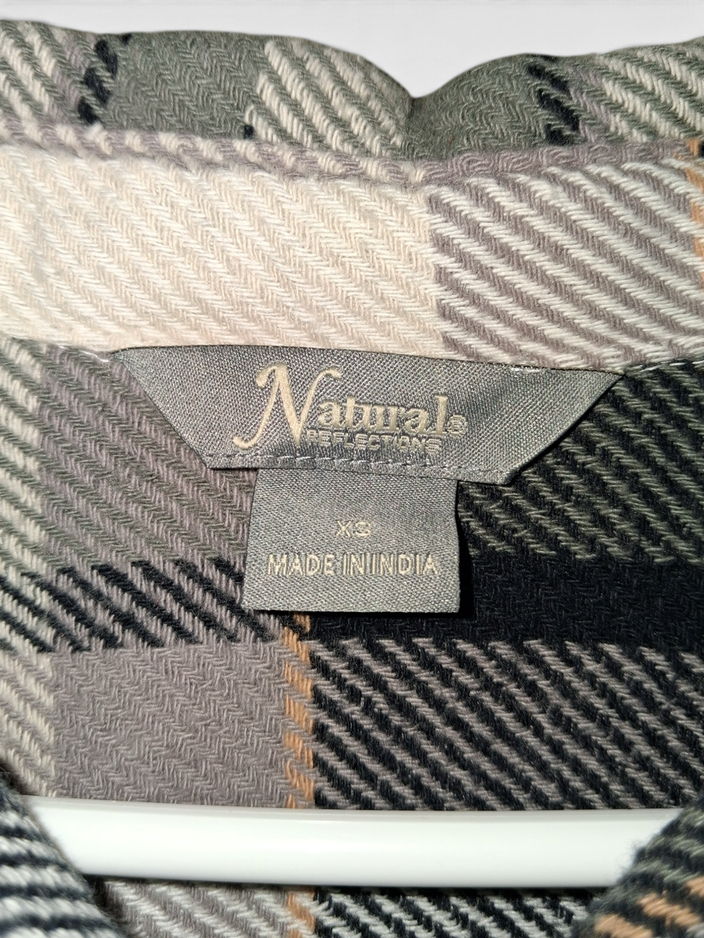 Natural Reflections Women's Neutral Plaid Flannel Shirt