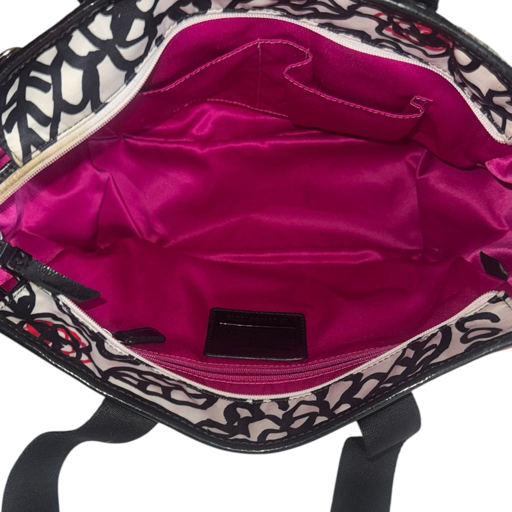 Coach Poppy Floral Graffiti Tote Bag | Canvas & Patent Trim | Pink Satin Lining Circa JULY 2011