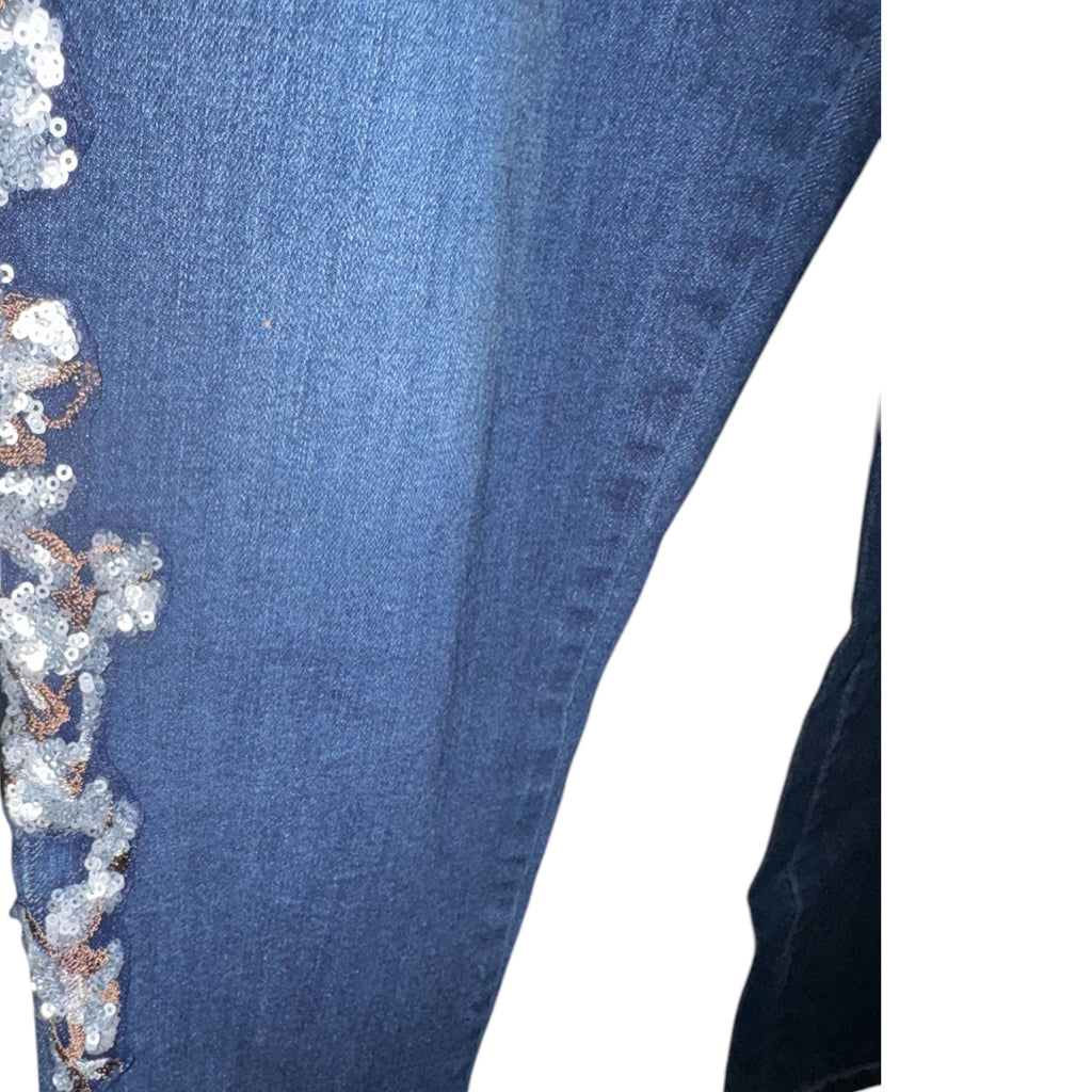 Westport Sequin Floral Embroidered Skinny Jeans