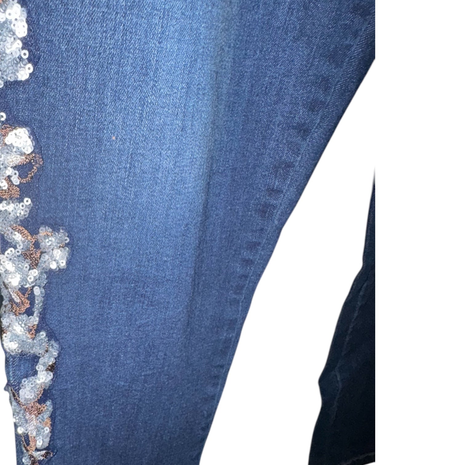 Westport Sequin Floral Embroidered Skinny Jeans