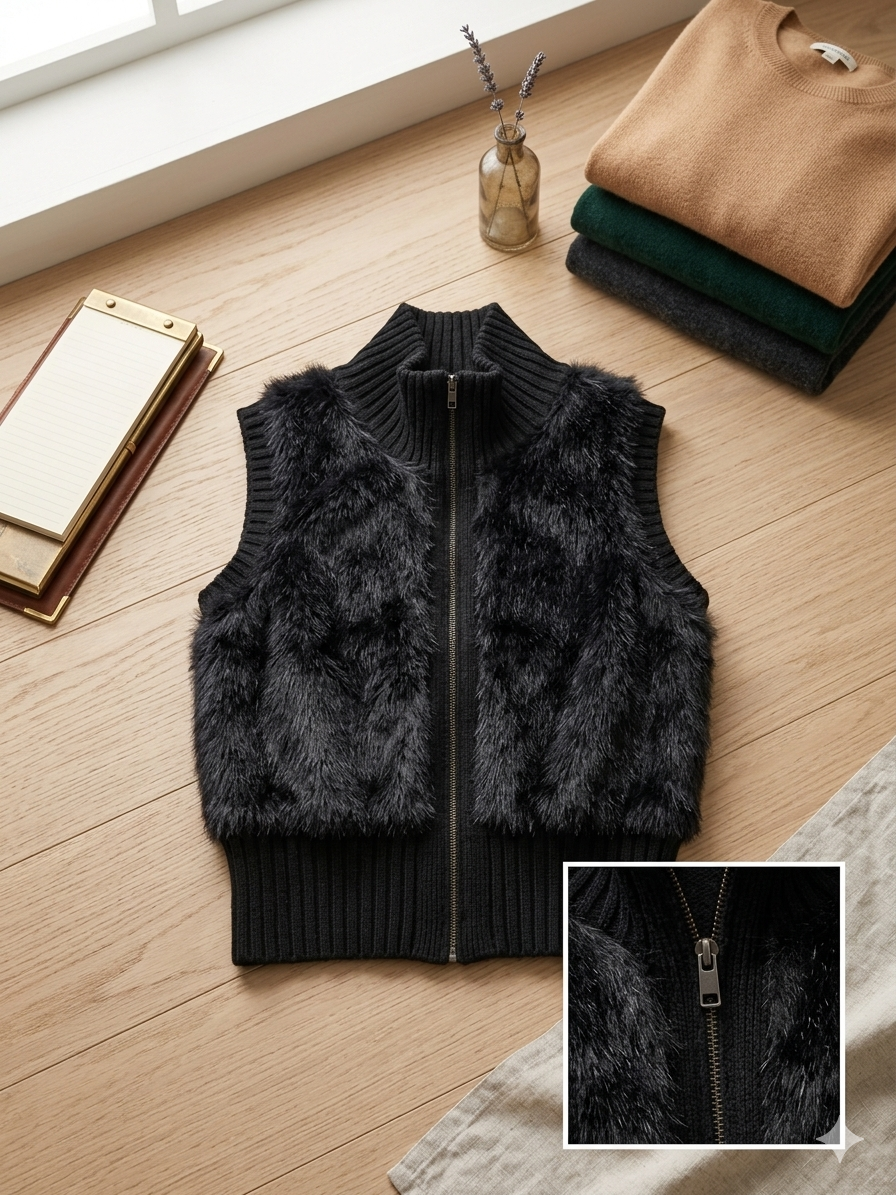 Maurices Women's Faux Fur Knit Vest