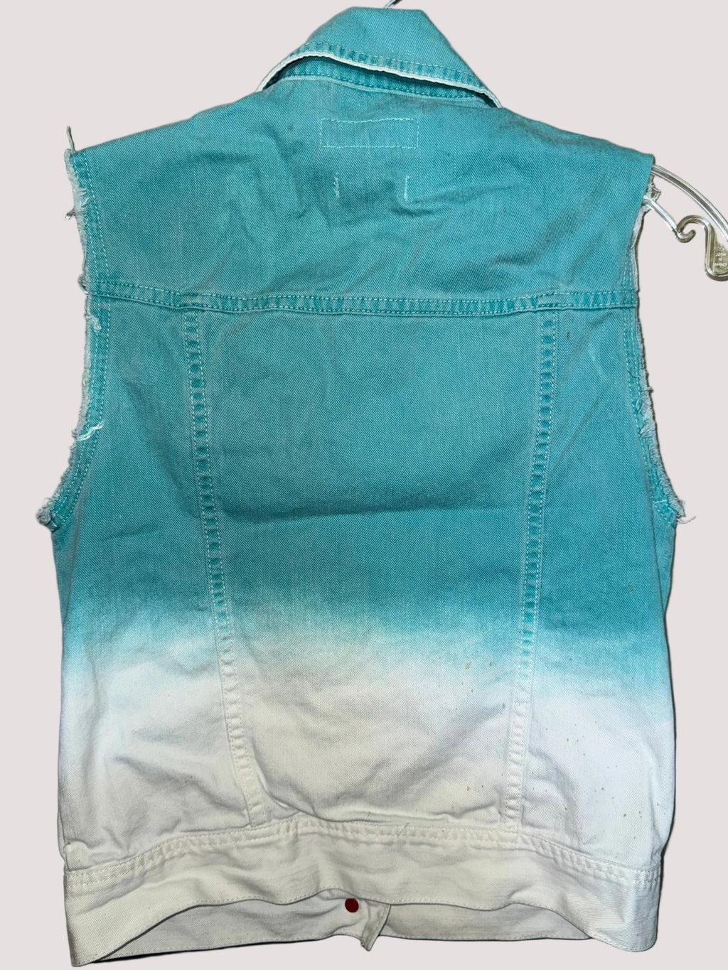 Bullhead Teal Ombré Studded Denim Vest
