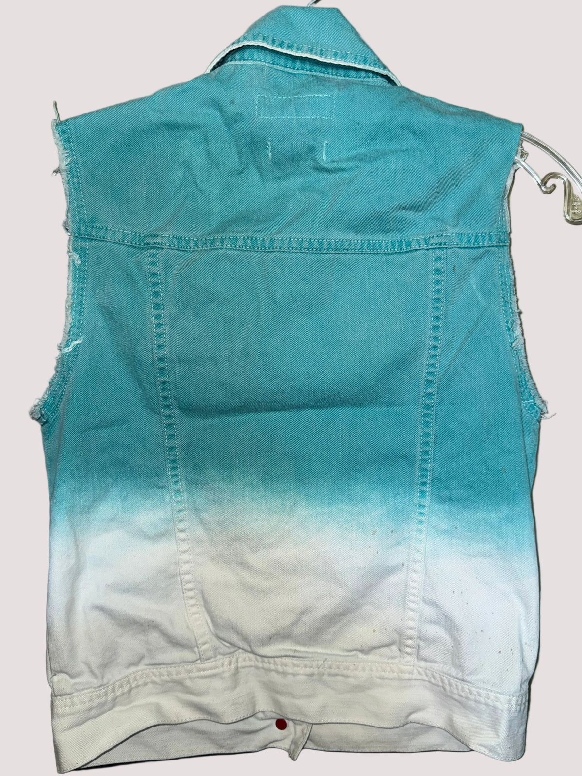Bullhead Teal Ombré Studded Denim Vest