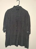 Claiborne Black & Cream Geometric 100% Silk Shirt