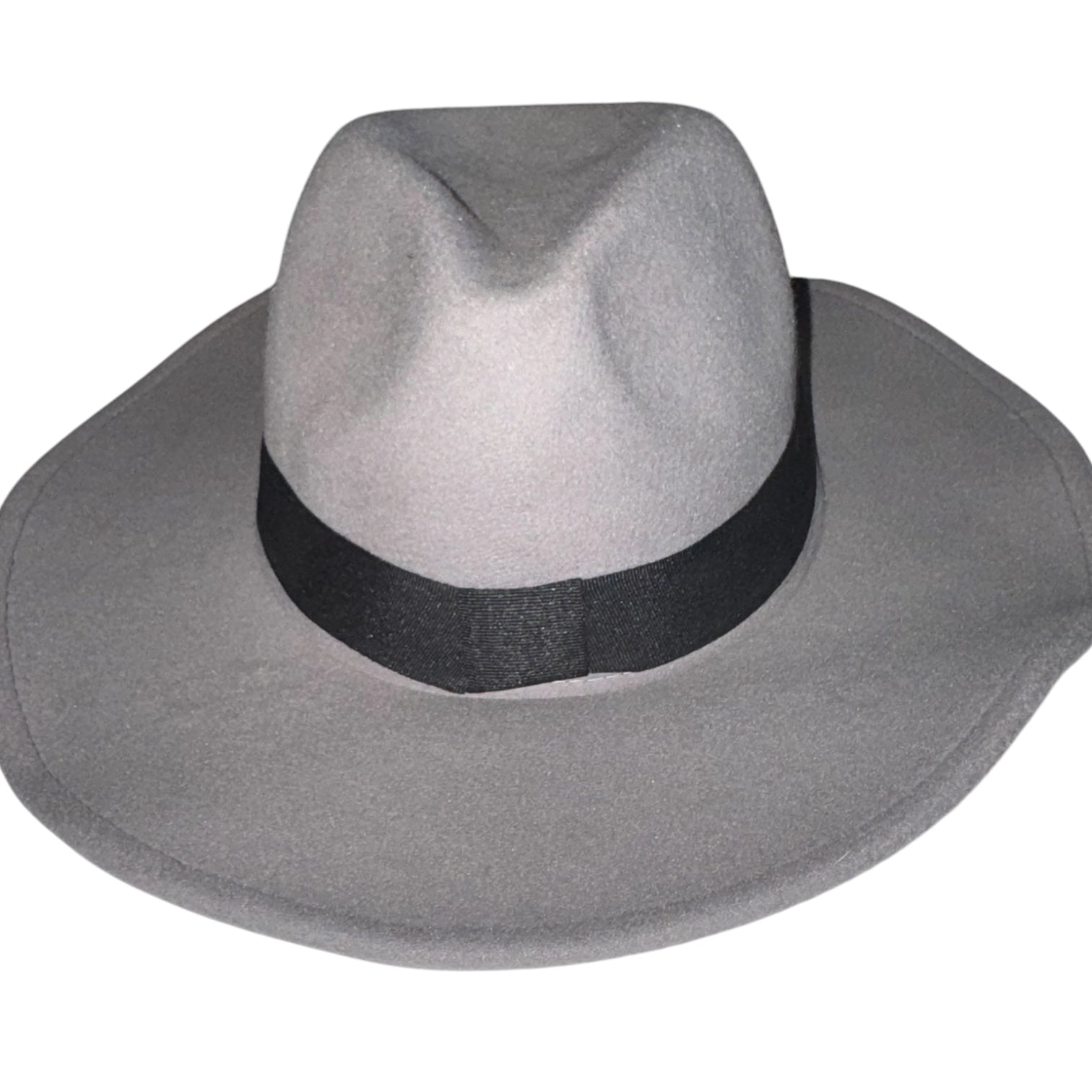 Light Gray Wide Brim Fedora Hat | Classic Rancher Style with Black Band