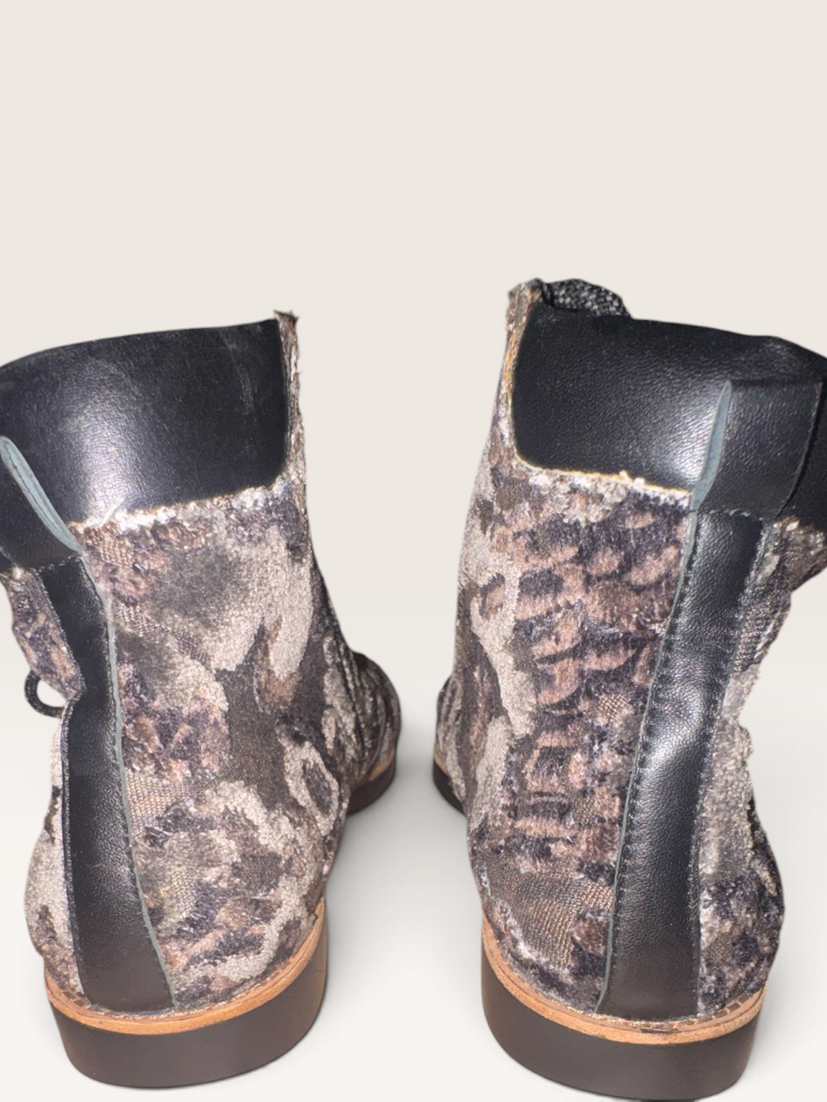 Floral Tapestry Lace-Up Ankle Boots