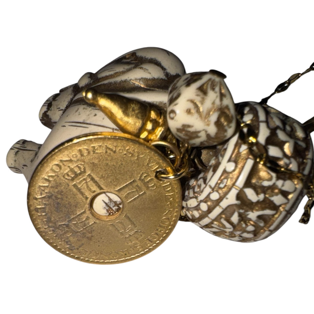 Vintage Thai Coin & Elephant Charm Cluster Necklace