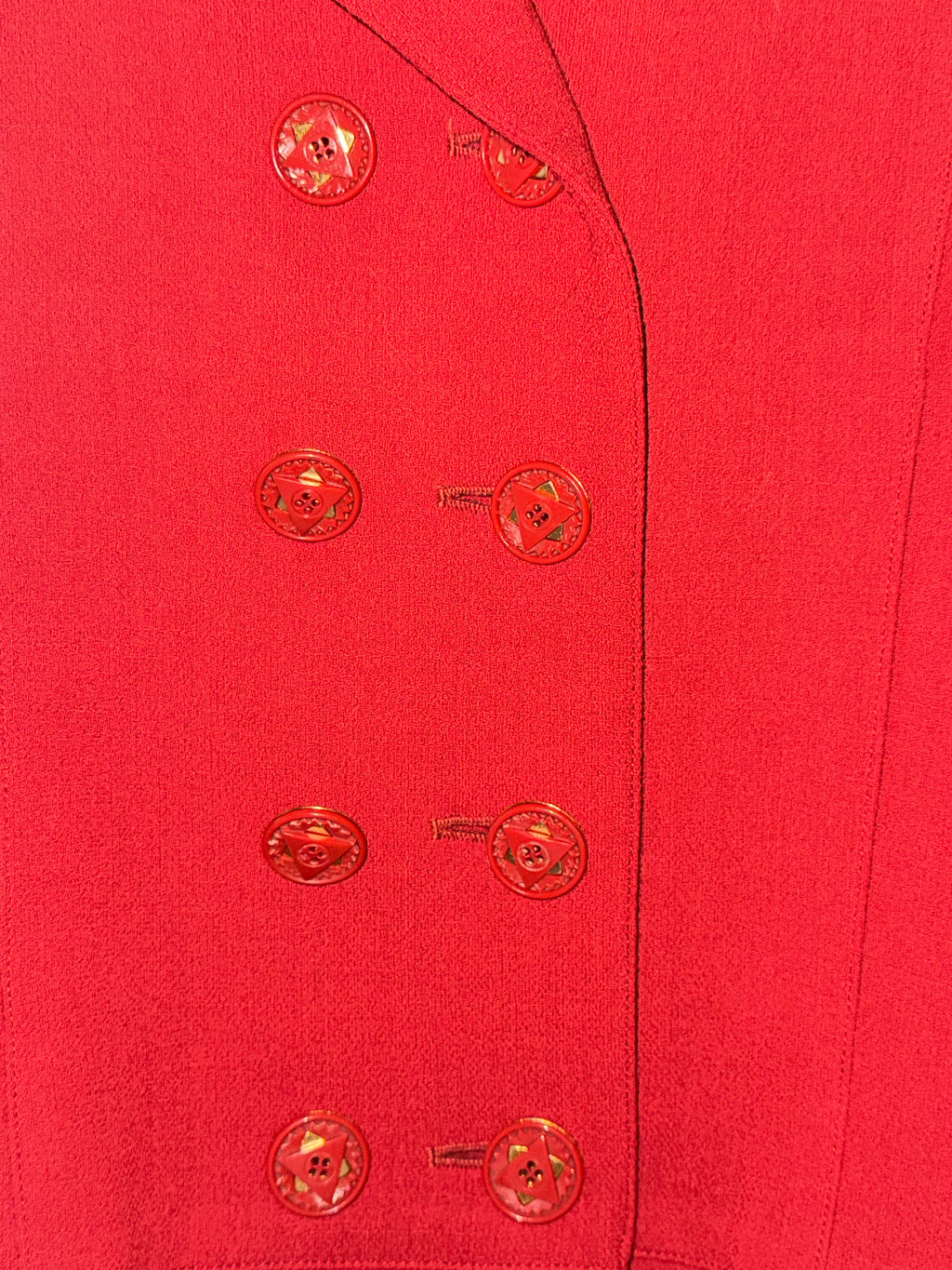 Vintage Karl Lagerfeld Red Double-Breasted Wool Coat