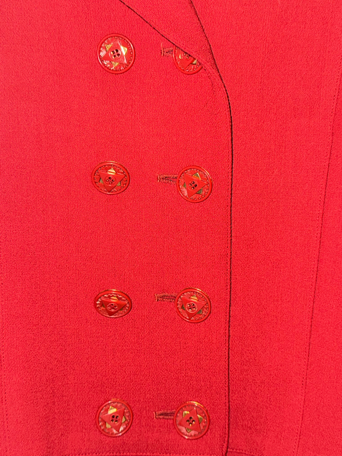 Vintage Karl Lagerfeld Red Double-Breasted Wool Coat