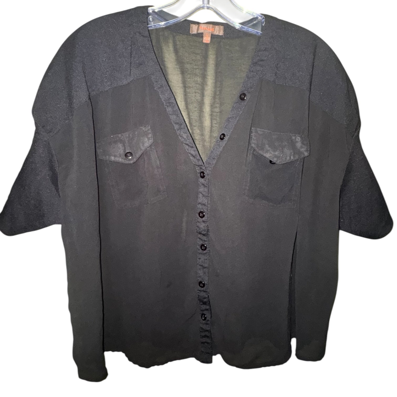 Teenbell Black Button Front Blouse