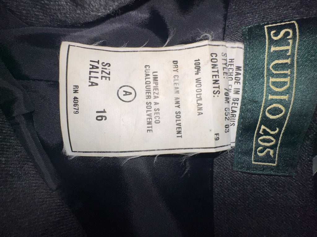 Studio 205 Charcoal 100% Wool Dress Pants
