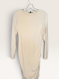 Express Ivory Long-Sleeve Ruched Dress