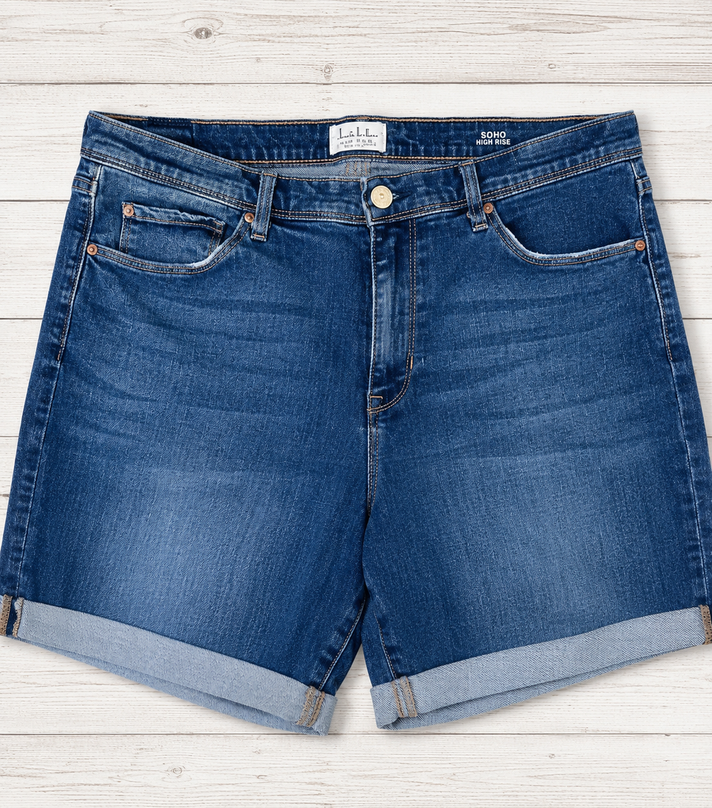 Nicole Miller New York SOHO High Rise Cuffed Denim Shorts