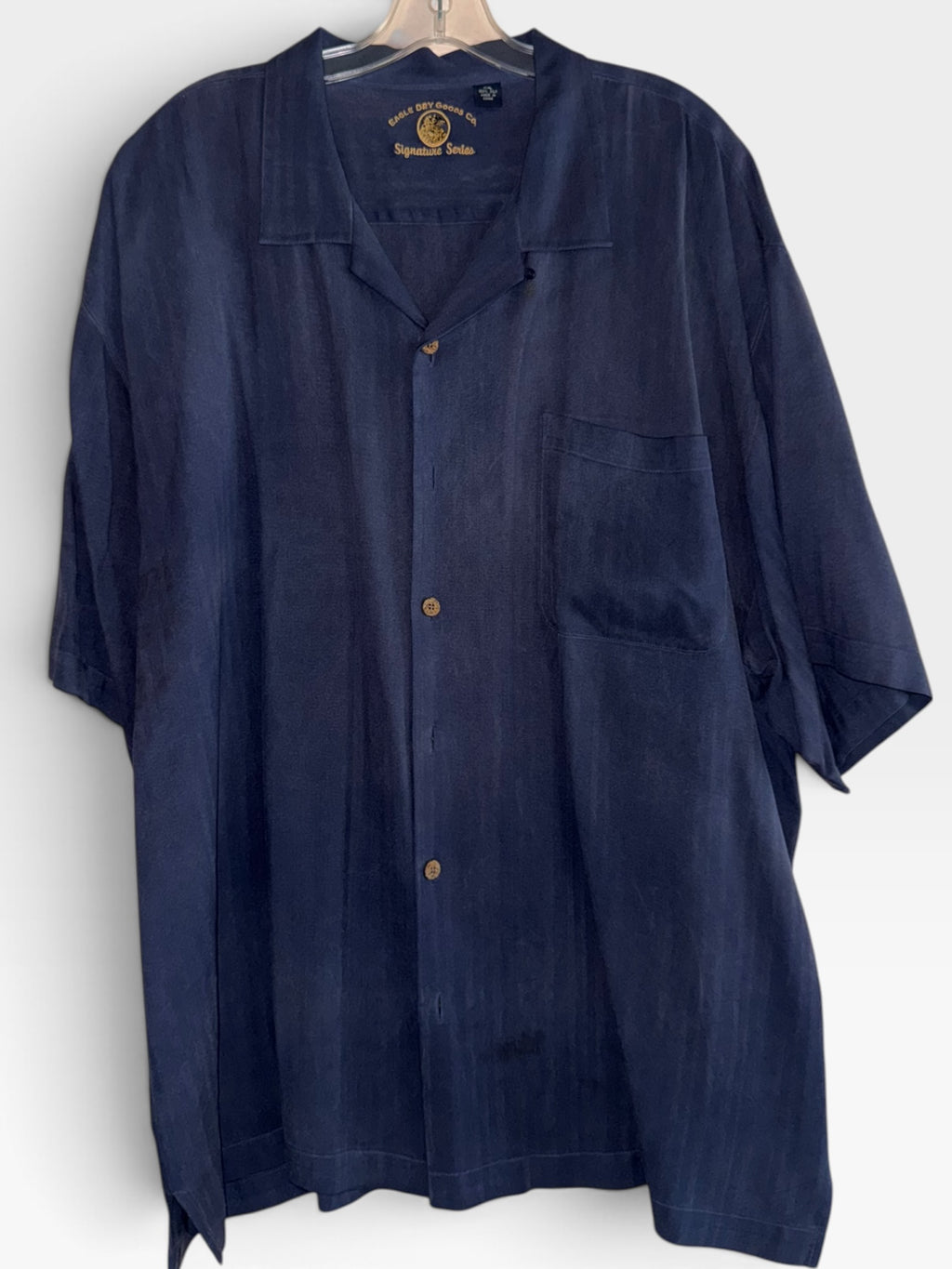 Eagle Dry Goods Navy 100% Silk Camp Shirt