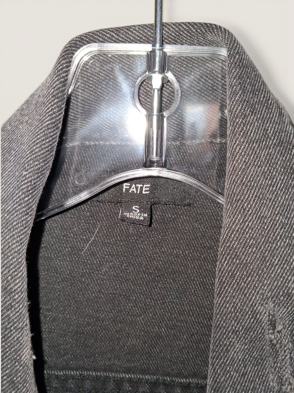 FATE Distressed Charcoal Black Denim Jacket