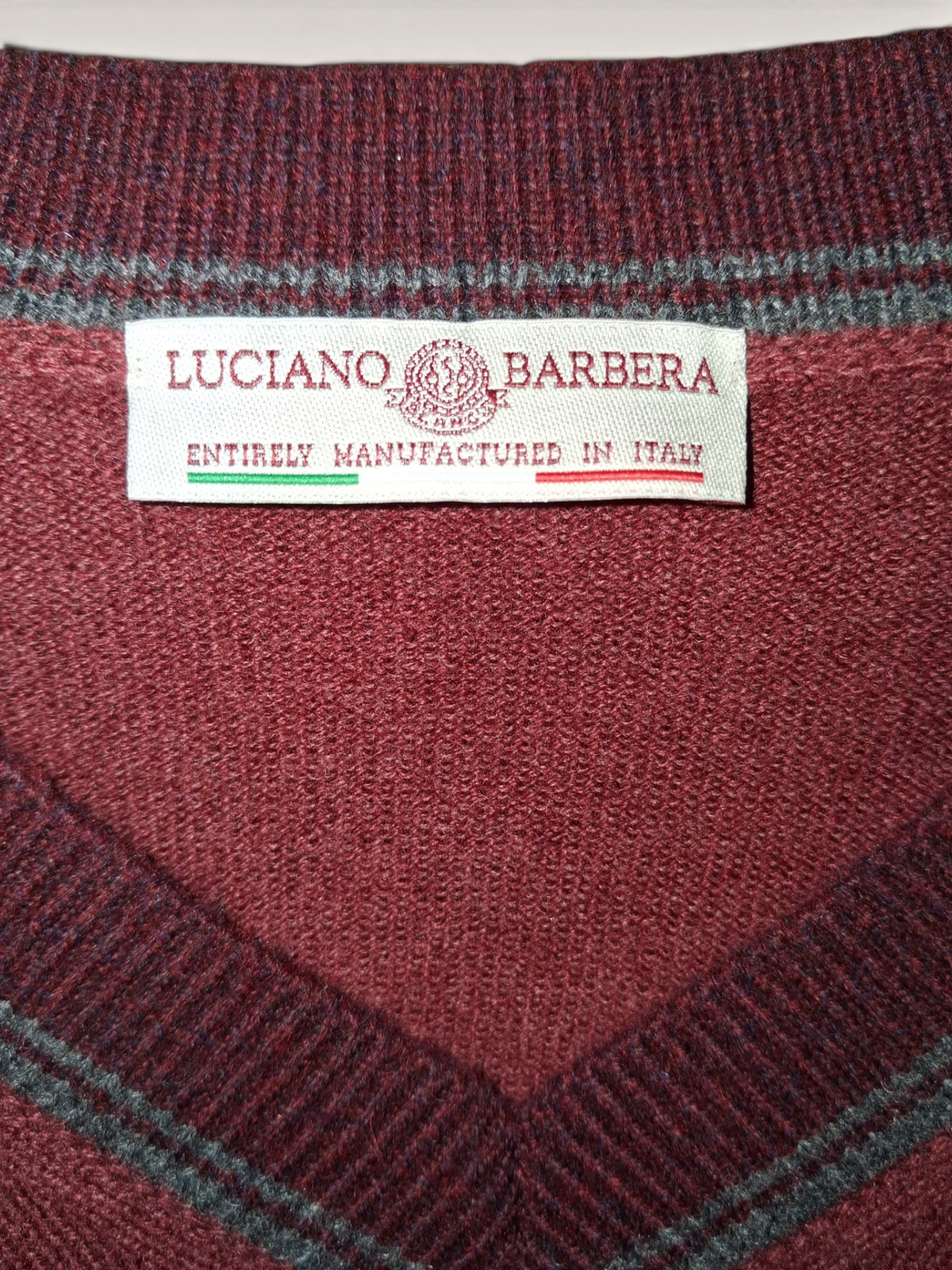 Luciano Barbera Men's Italian Wool V-Neck Sweater