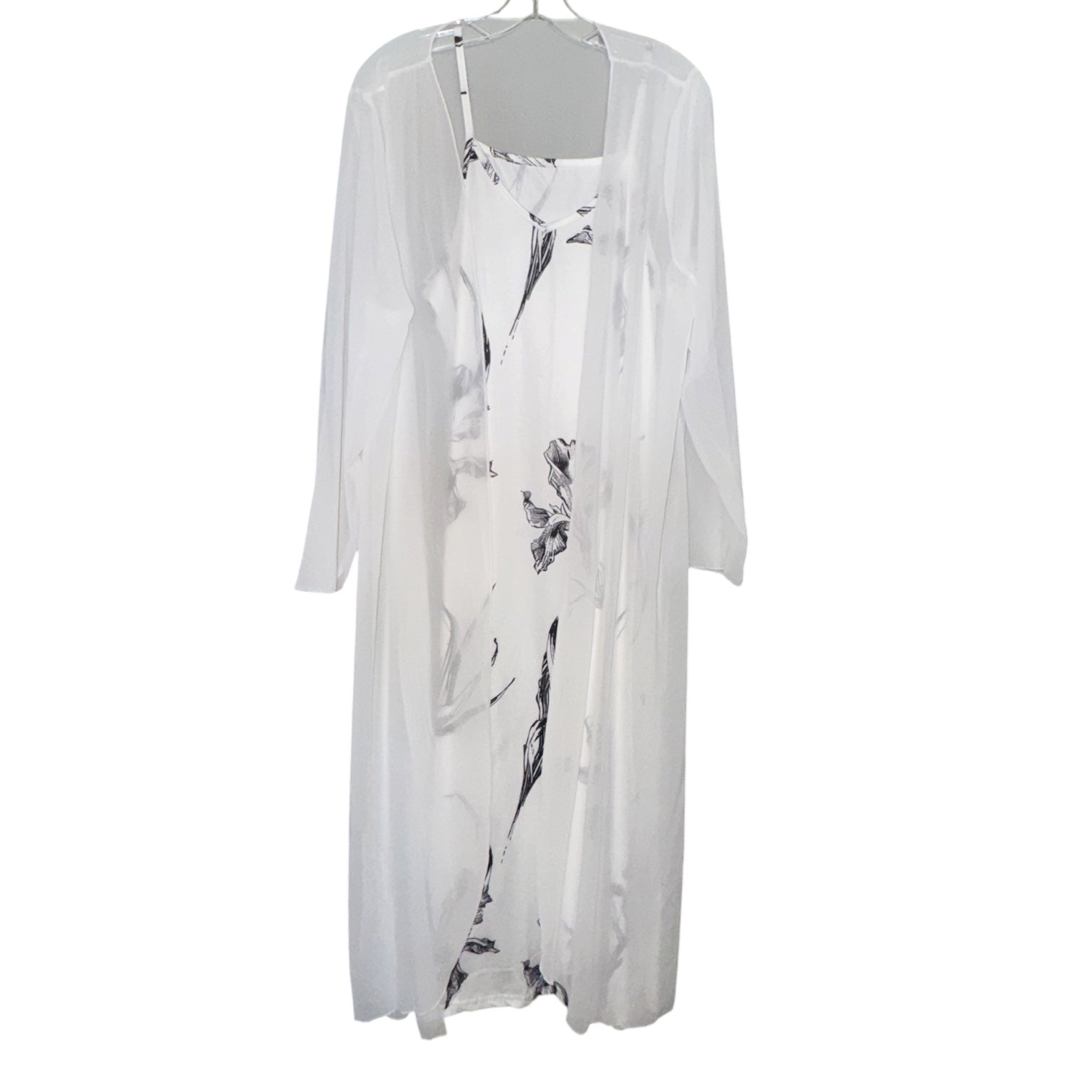 Floral Maxi Dress with Sheer Duster Set