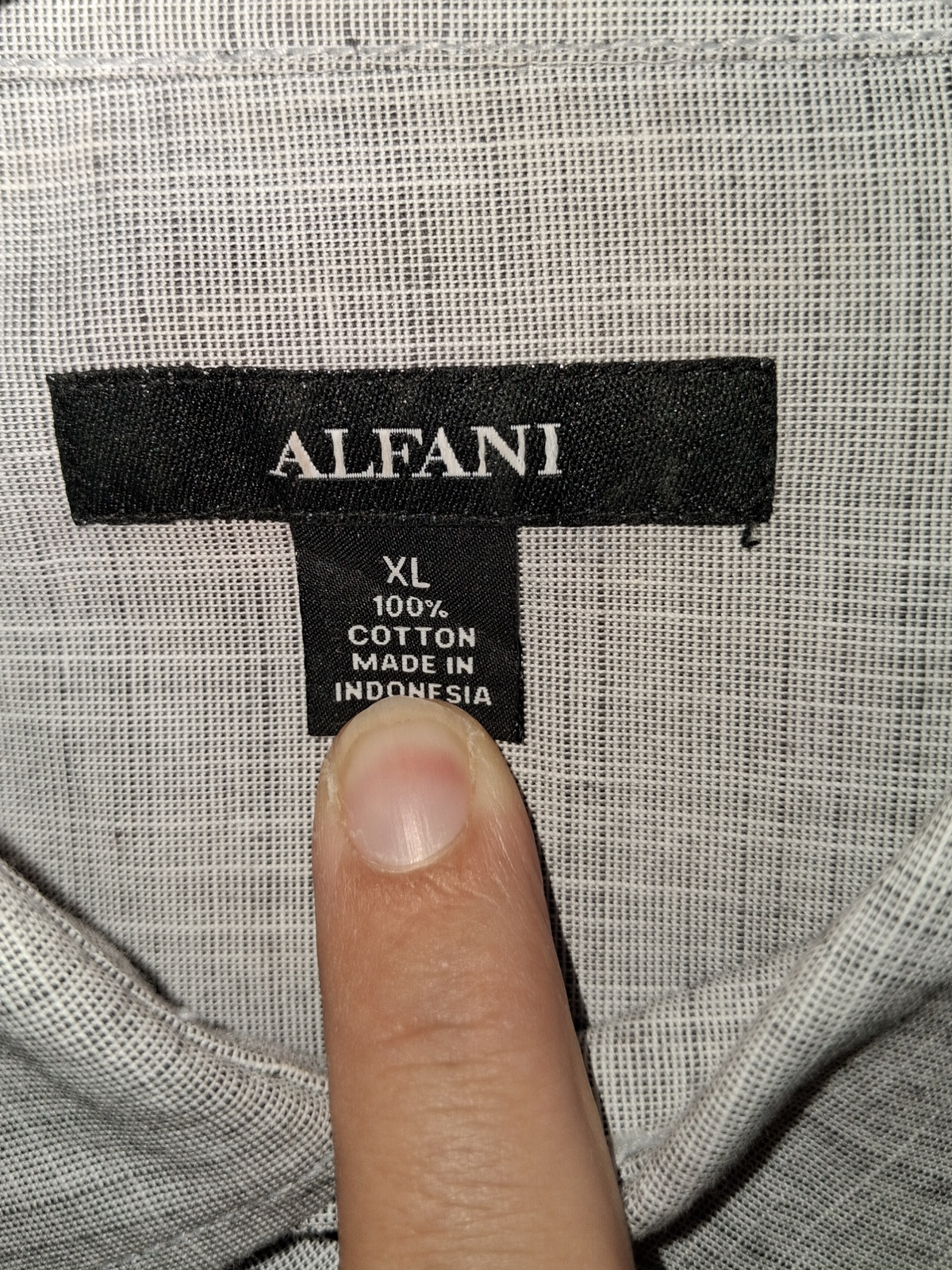 Alfani Men's Light Gray Textured Cotton Long Sleeve Button-Down Shirt