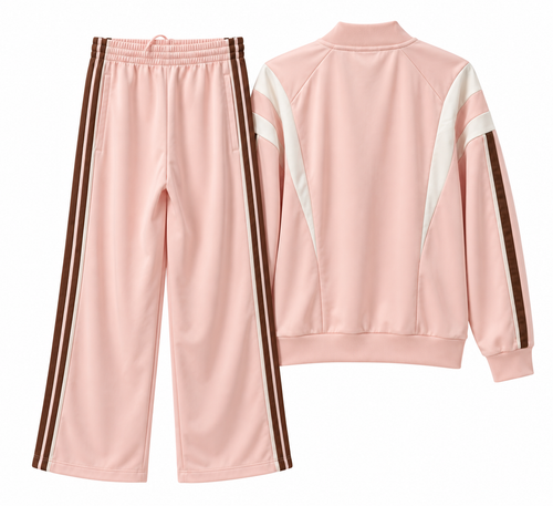 Adidas Blush Pink & Brown Two-Piece Tracksuit