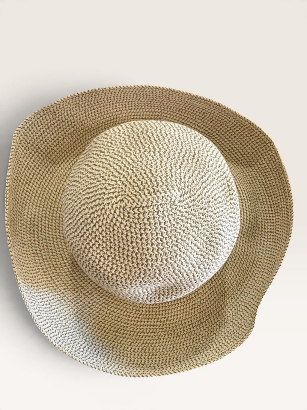 Natural-Tone Woven Hat with Rolled Brim