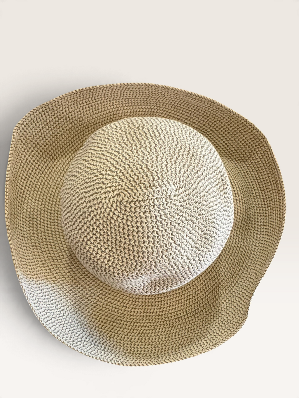 Natural-Tone Woven Hat with Rolled Brim